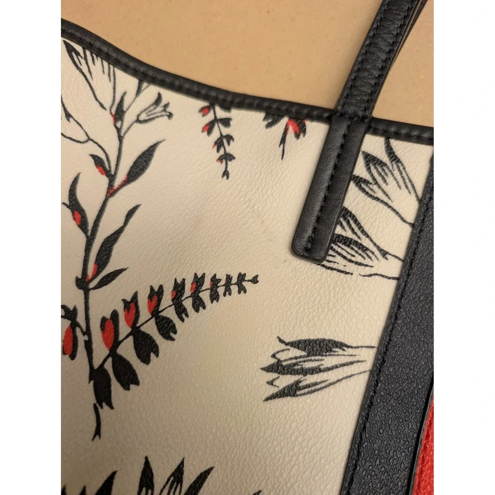 Tory Burch Kerrington Floral Print Tote Bag‎ Large Shoulder Bag Coated Canvas